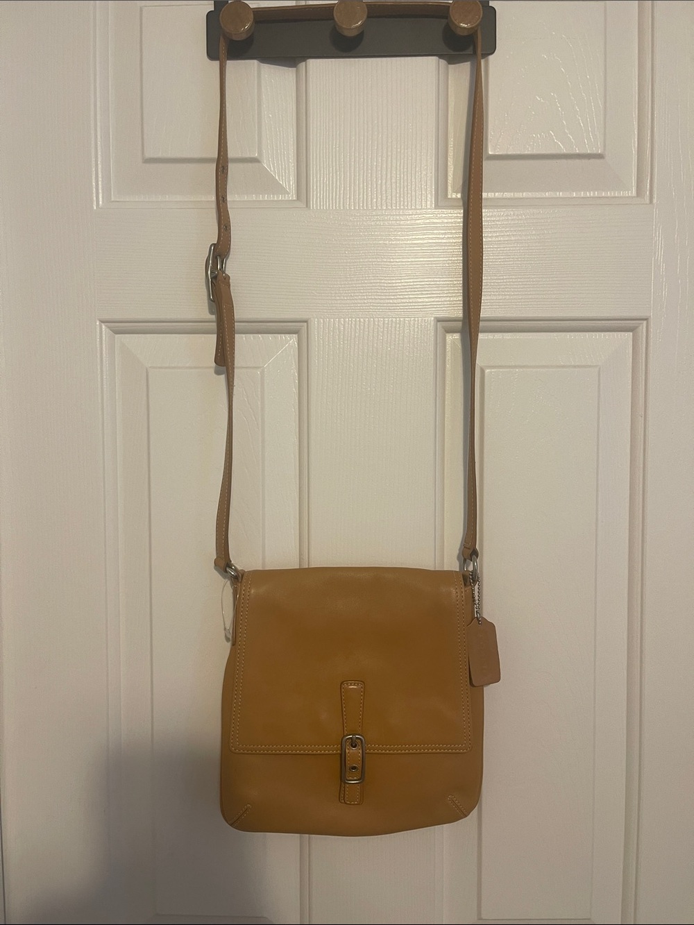 Coach Vintage Tan Leather Crossbody with Buckle Flap